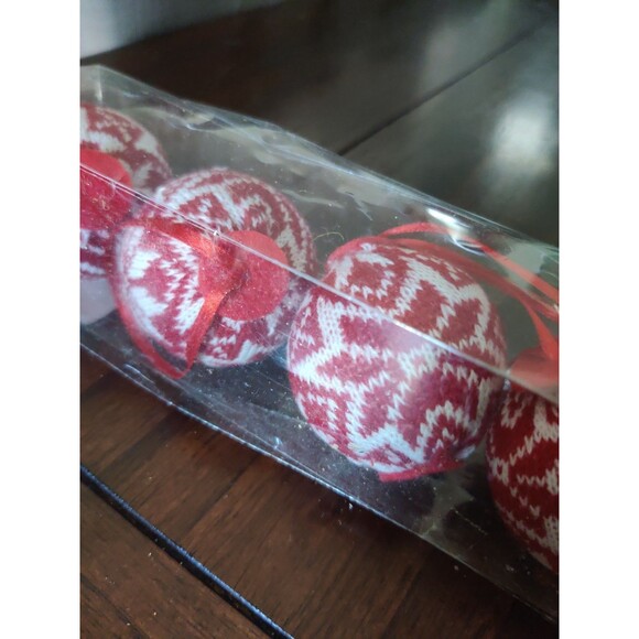 Lot of 6 Boston International Sweater Red White Bauble Christmas Ornaments New! - Picture 2 of 3